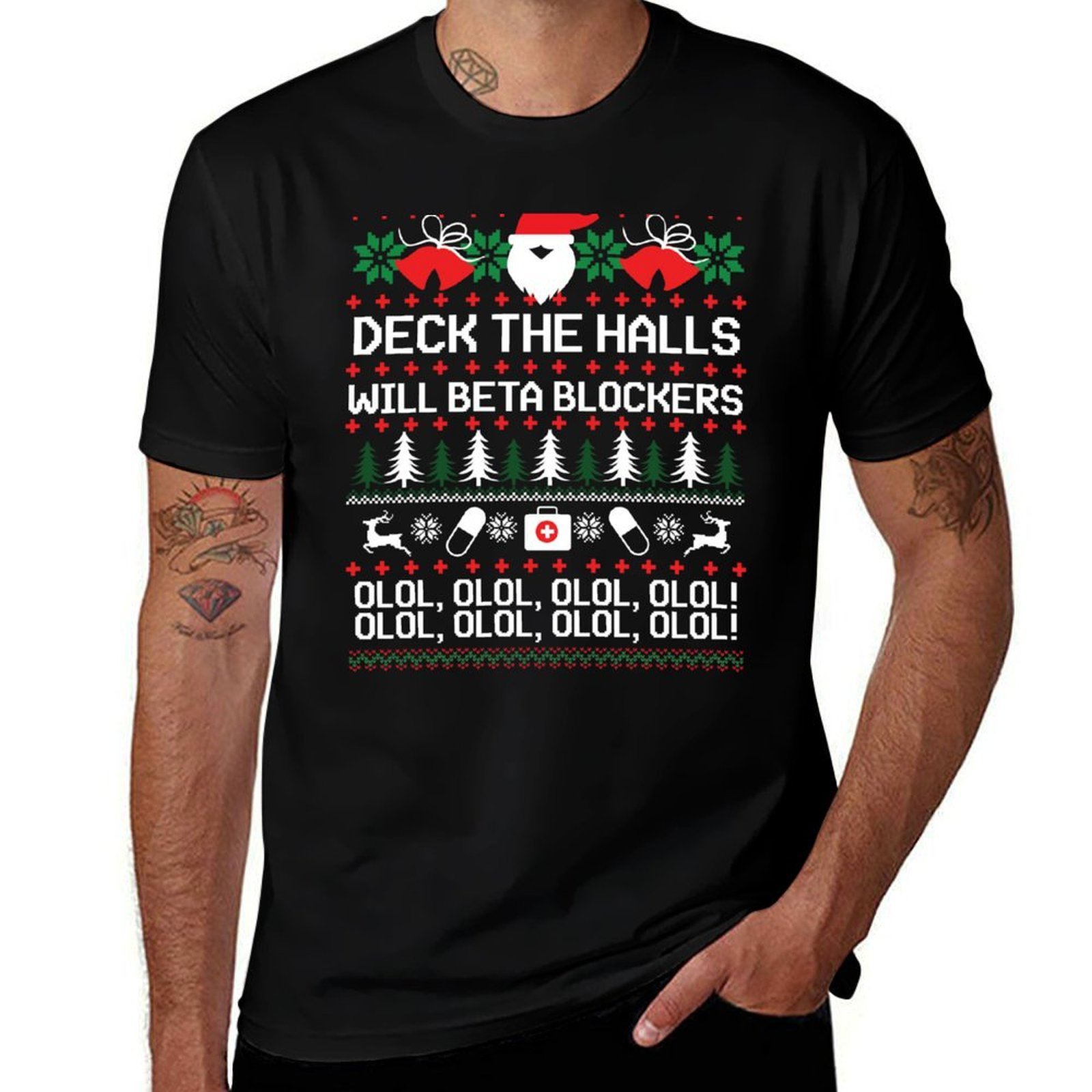 T-shirt de Noël « Deck The Hal - Outdoor Sports Hall avis et prix